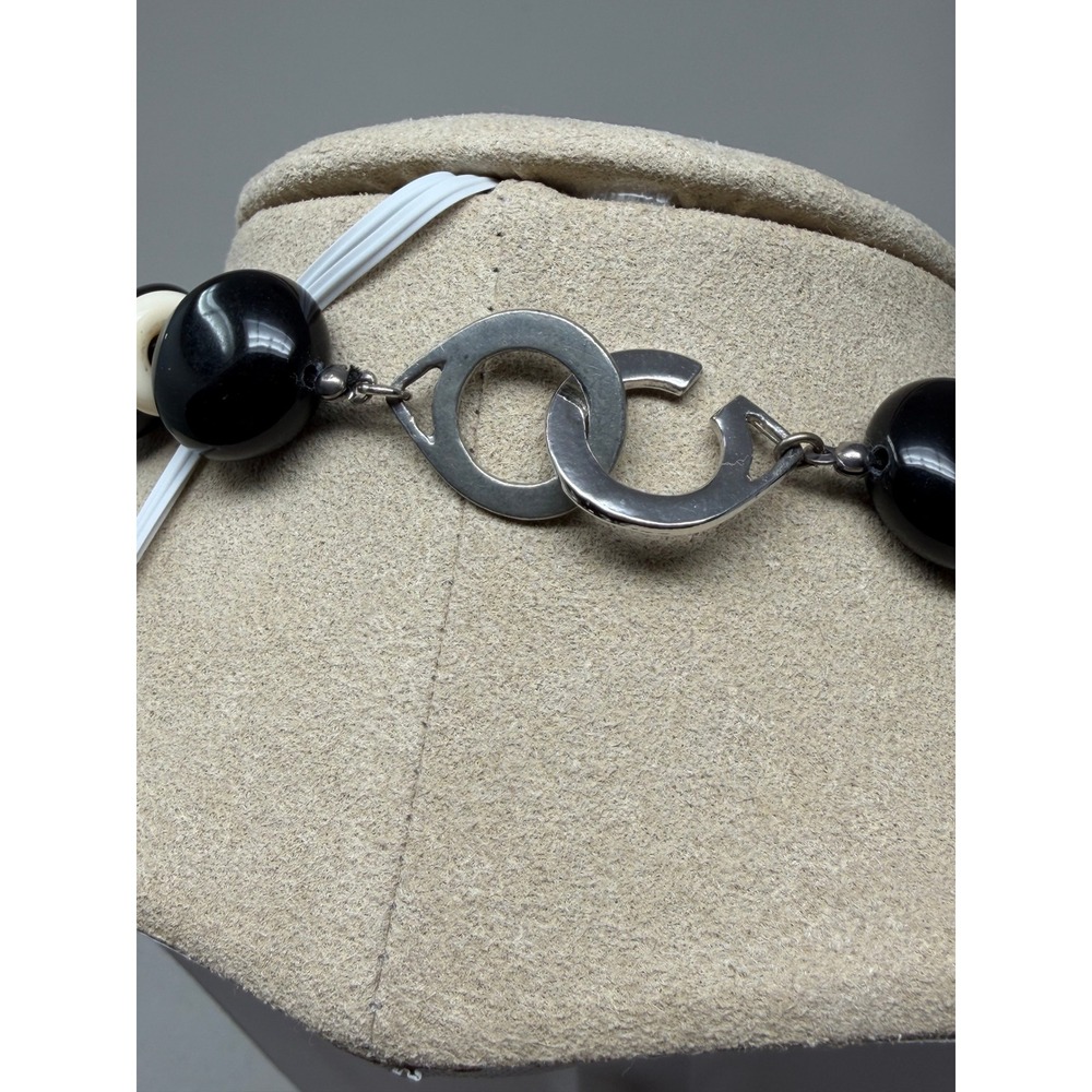 Vintage Bold Chunky Black Bead Statement Necklace Women OS Mob Wife Mod - Picture 6 of 8